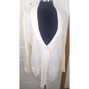 Liz Baker Button Up Ribbed Cardigan Ivory …
